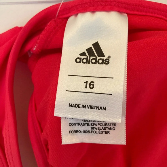 Adidas Bikini Top Cross Back White And Coral Size 16 - Picture 5 of 6